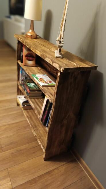 Szafka na buty książki w stylu vintage opalane drewno lite