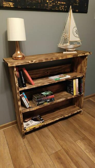 Szafka na buty książki w stylu vintage opalane drewno lite