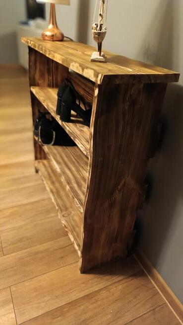 Szafka na buty książki w stylu vintage opalane drewno lite