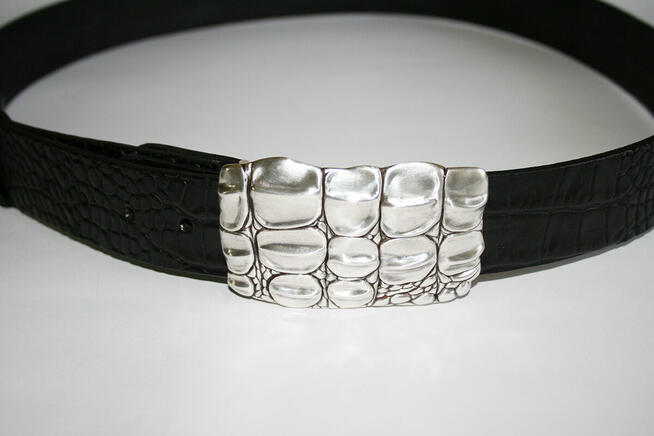 Pasek męski z klamrą Krokodyl - elitarny pasek premium - Wło