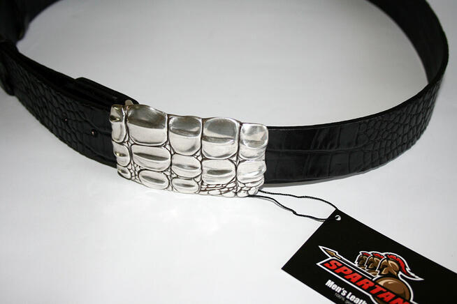 Pasek męski z klamrą Krokodyl - elitarny pasek premium - Wło