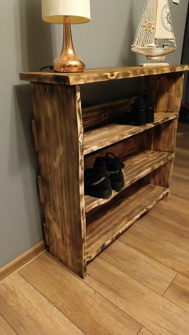 Szafka na buty książki w stylu vintage opalane drewno lite