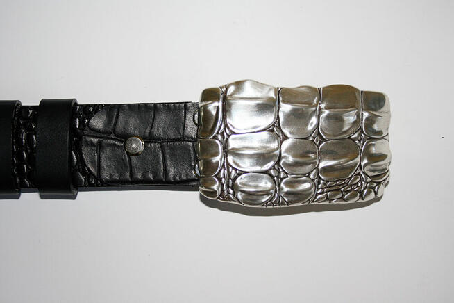 Pasek męski z klamrą Krokodyl - elitarny pasek premium - Wło