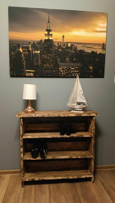 Szafka na buty książki w stylu vintage opalane drewno lite