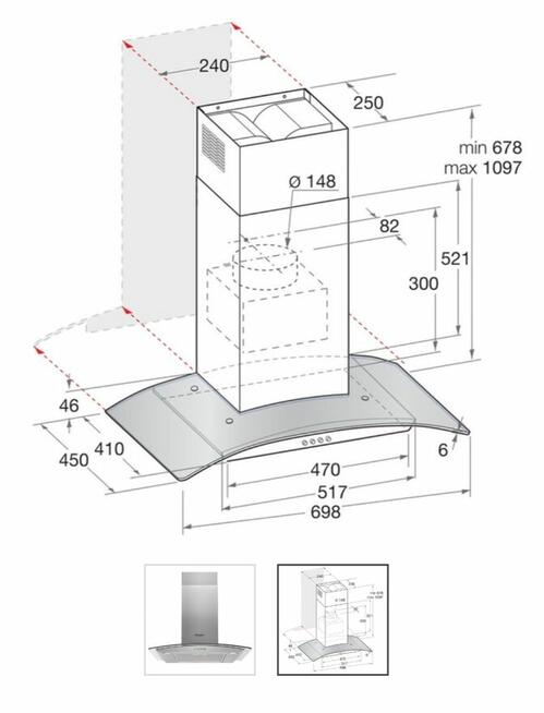 Okap kominowy Hotpoint PHGC7.4FLMX 70 cm