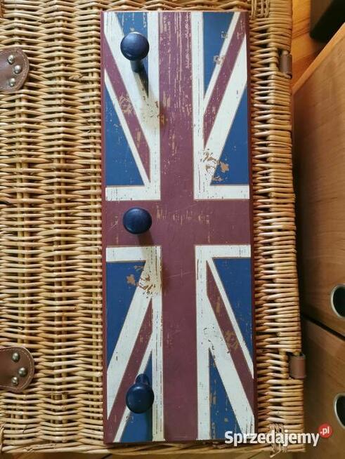 stylowy drewniany wieszak Vintage brytyjska flaga Barber Salon