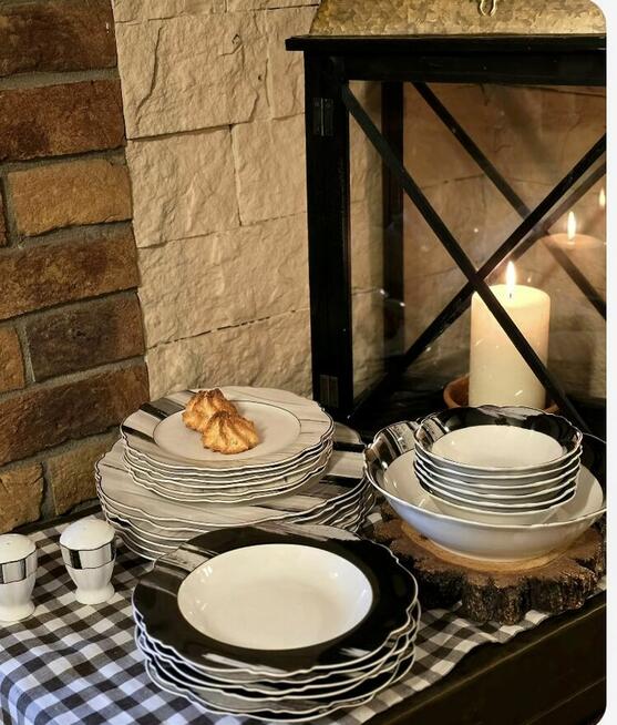 269 zł Zestaw obiadowy 27 elementów biało szar