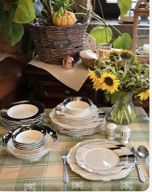 269 zł Zestaw obiadowy 27 elementów biało szar