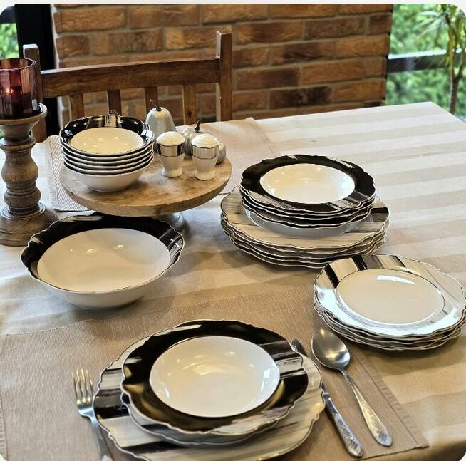 269 zł Zestaw obiadowy 27 elementów biało szar