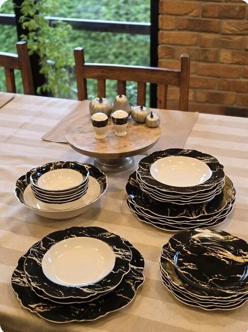 269 zł Zestaw obiadowy 27 elementów biało czarny