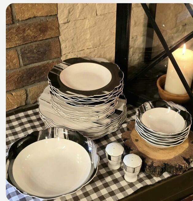 269 zł Zestaw obiadowy 27 elementów biało szar