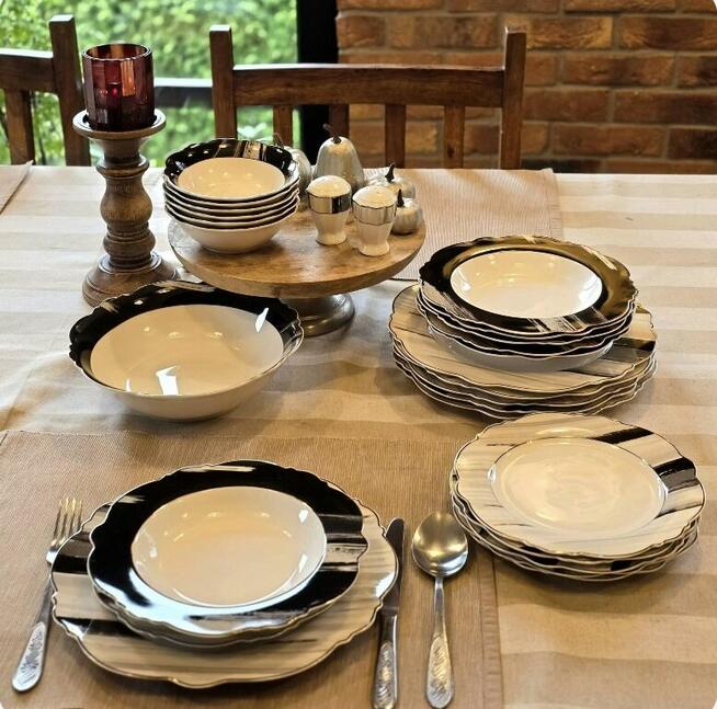 269 zł Zestaw obiadowy 27 elementów biało szar