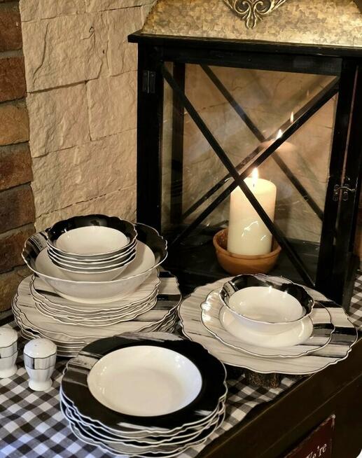 269 zł Zestaw obiadowy 27 elementów biało szar