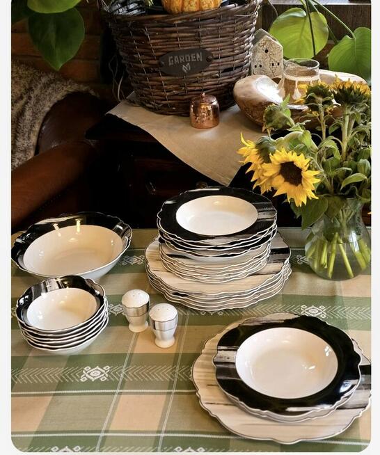 269 zł Zestaw obiadowy 27 elementów biało szar