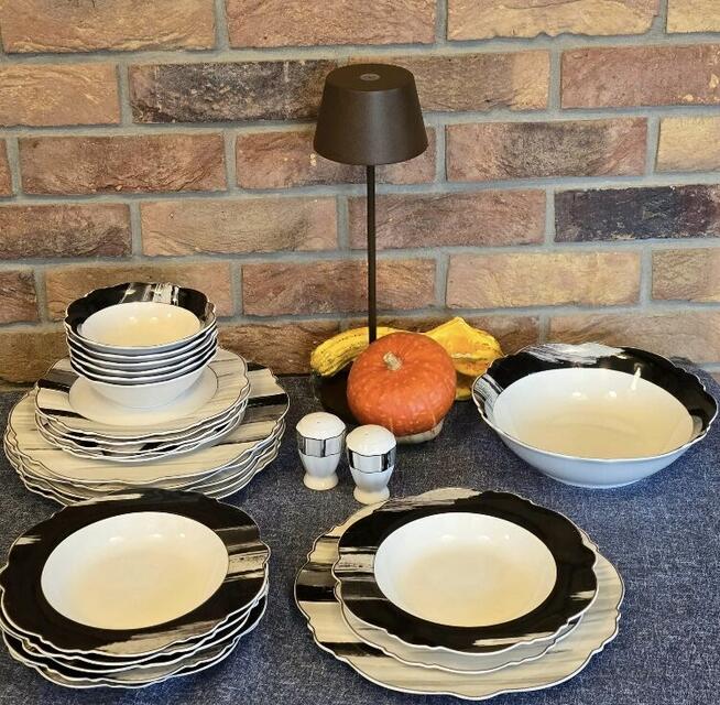 269 zł Zestaw obiadowy 27 elementów biało szar