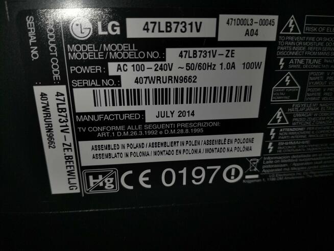 Telewizor 47lb731v CINEMA 3D Smart TV