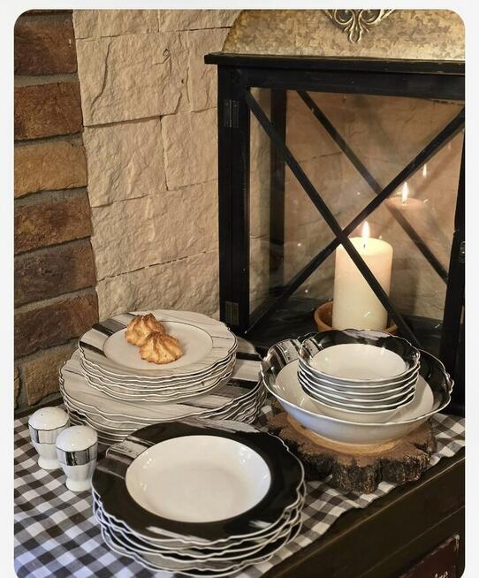 269 zł Zestaw obiadowy 27 elementów biało szar