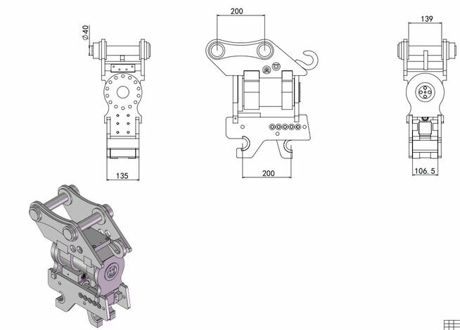 Powertilt ze złączem hydraulicznym do 1.5t do 2,5t