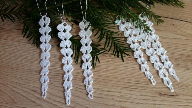 Ozdoby choinkowe na szydełku, bombki, gwiazdki