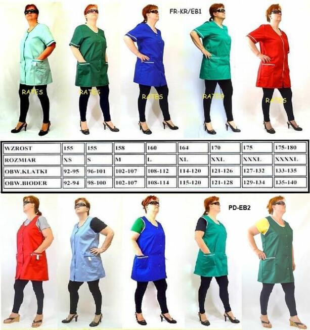 Fartuchy damskie Rates.pl producent Odzieży tel.513737979