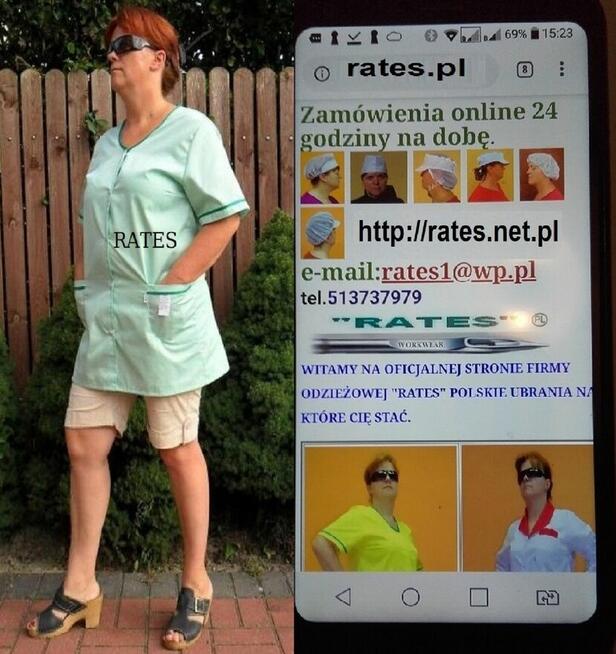 Fartuchy damskie Rates.pl producent Odzieży tel.513737979