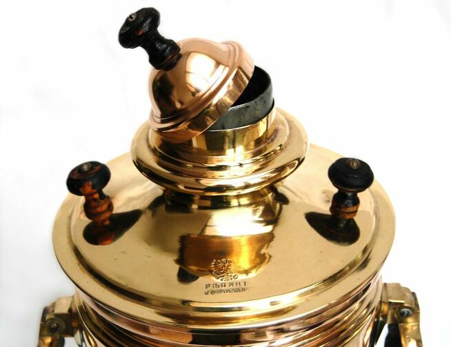 Samowar mosiężny carski, Carska Rosja, Moskwa, mosiądz, vint