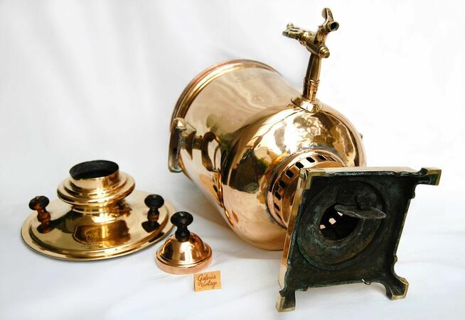 Samowar mosiężny carski, Carska Rosja, Moskwa, mosiądz, vint