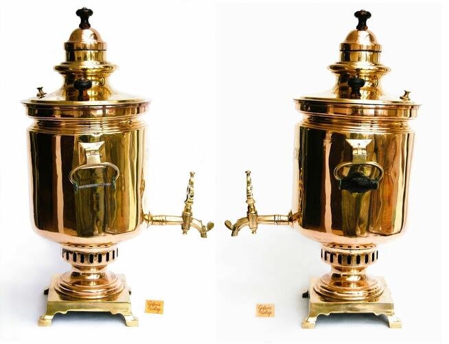 Samowar mosiężny carski, Carska Rosja, Moskwa, mosiądz, vint
