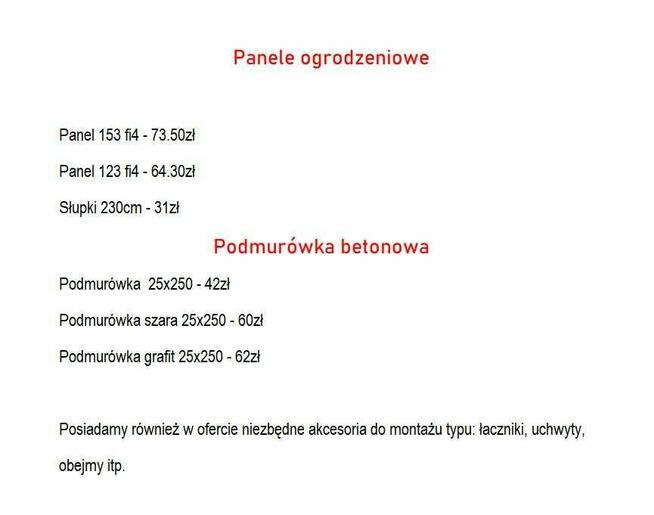 Podmurówka Betonowa / Panel ogrodzeniowy