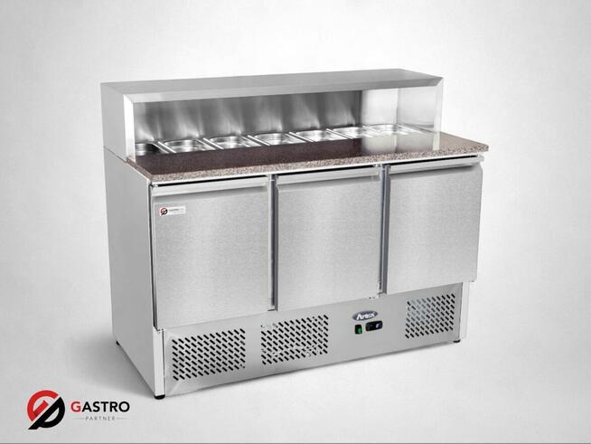 Stół chłodniczy do pizzy 3-drzwiowy z nadstawką