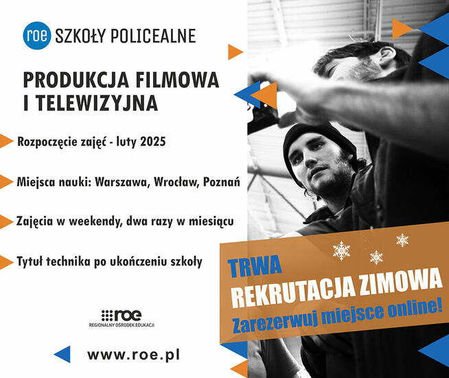 policealna: Produkcja filmowa i TV- 0 ZŁ, REKRUTACJA ZIMOWA