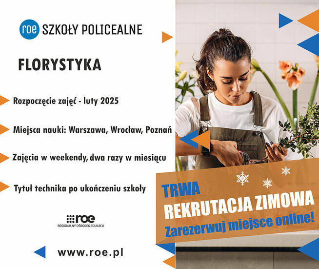 BEZPŁATNA szkoła policealna - FLORYSTA- REKRUTACJA ZIMOWA