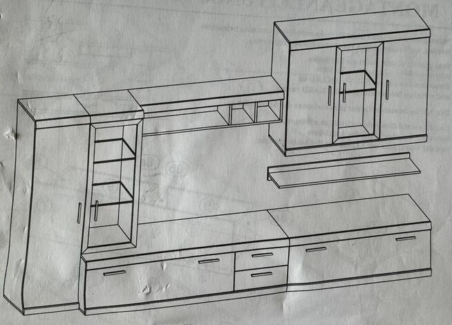 Zestaw mebli meblościanka, kolor ciemny orzech