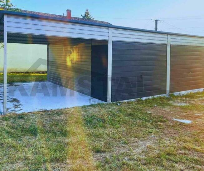 Garaż blaszany 6x5 z wiatą 3x5 RAL POZIOM
