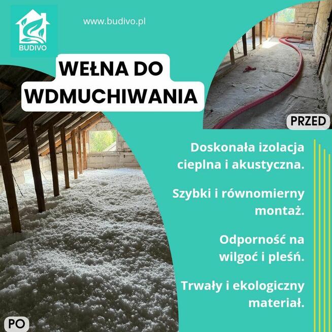 Ocieplenia pianką PUR, izolacje CELULOZĄ poddasza strop dach