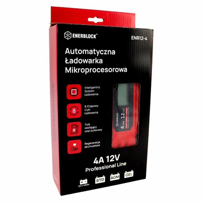 Automatyczna ładowarka mikroprocesorowa Enerblock 12V 4A AGM