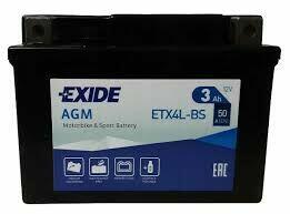 Akumulator 3Ah 50 motocyklowy EXIDE ETX4L-BS YTX4L-BS
