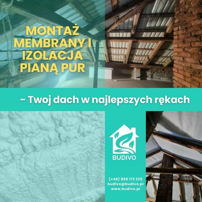 Ocieplenia pianką PUR, izolacje CELULOZĄ poddasza strop dach