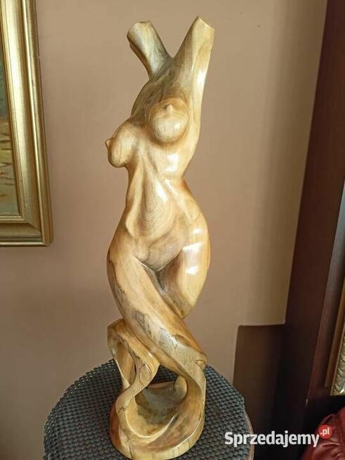 Rzeźba, akt, kobieta, figura, posąg drewno