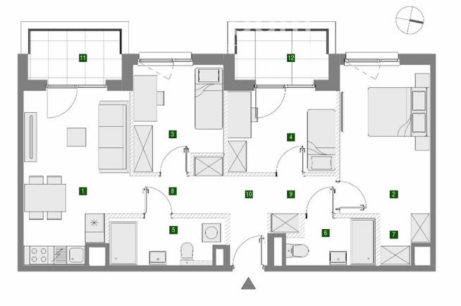 Nowoczesne czteropokojowe mieszkanie z loggiami