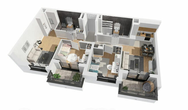 Nowoczesne czteropokojowe mieszkanie z loggiami