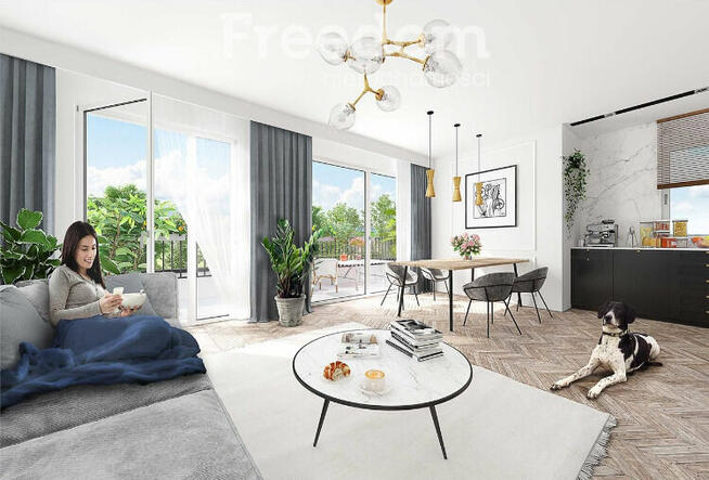 Nowoczesne czteropokojowe mieszkanie z loggiami