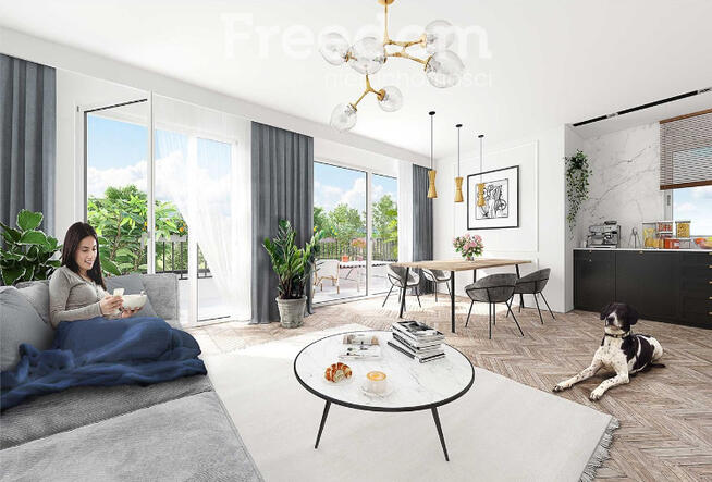 Nowoczesne trzypokojowe mieszkanie z loggią