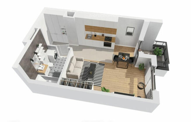 Nowoczesne jednopokojowe mieszkanie z loggią