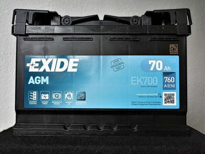 Akumulator EXIDE AGM START&STOP EK700 70Ah 760A EN TCZEW