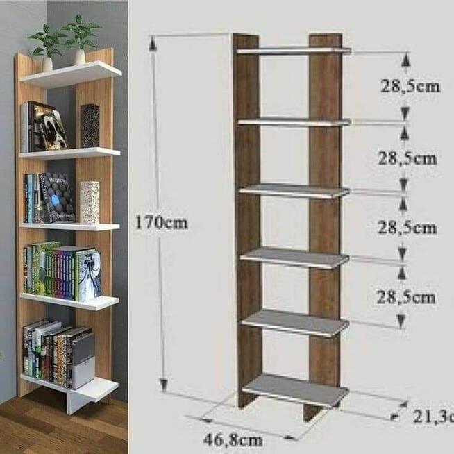 Szafka półka regał stojący biały sosna lite drewno na książki