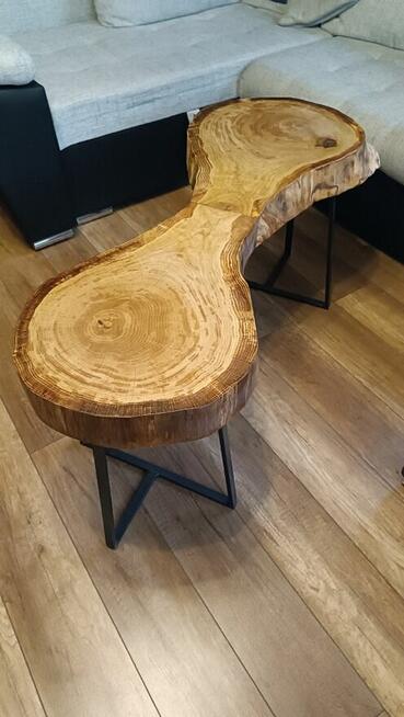 Duży stolik dębowy kawowy lite drewno dąb plaster dębu loft