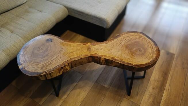 Duży stolik dębowy kawowy lite drewno dąb plaster dębu loft