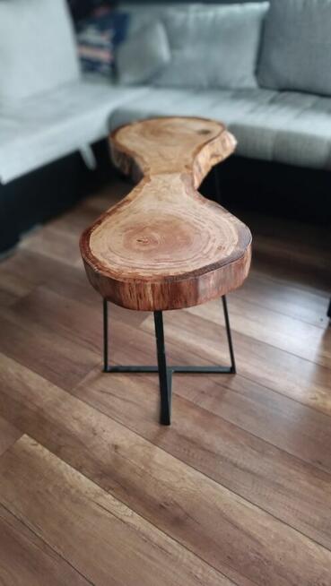 Duży stolik dębowy kawowy lite drewno dąb plaster dębu loft