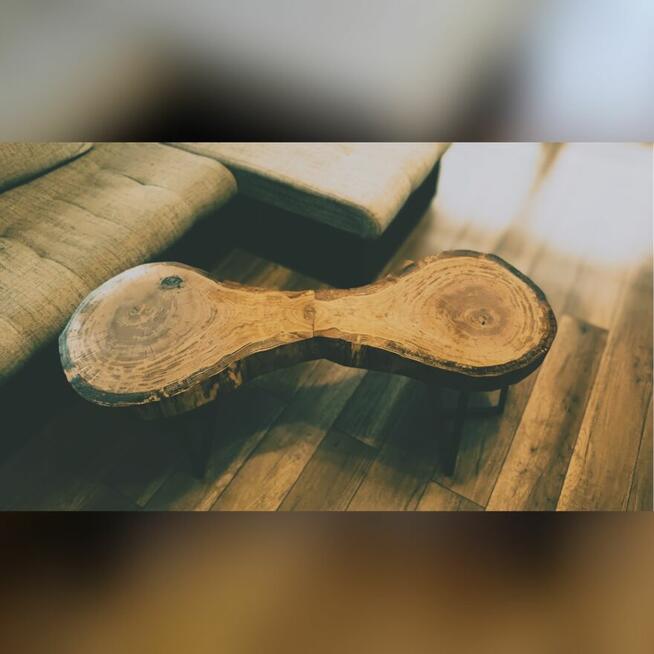 Duży stolik dębowy kawowy lite drewno dąb plaster dębu loft